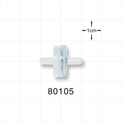 Check Valve, White Inlet, Clear Outlet - 0.13 inch - 0.138 inch OD (3.3 mm - 3.5 mm); 1.5 - 5 psi CP - 80105