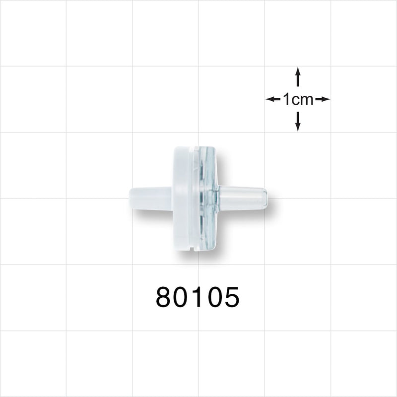 Check Valve, White Inlet, Clear Outlet - 0.13 inch - 0.138 inch OD (3.3 mm - 3.5 mm); 1.5 - 5 psi CP - 80105