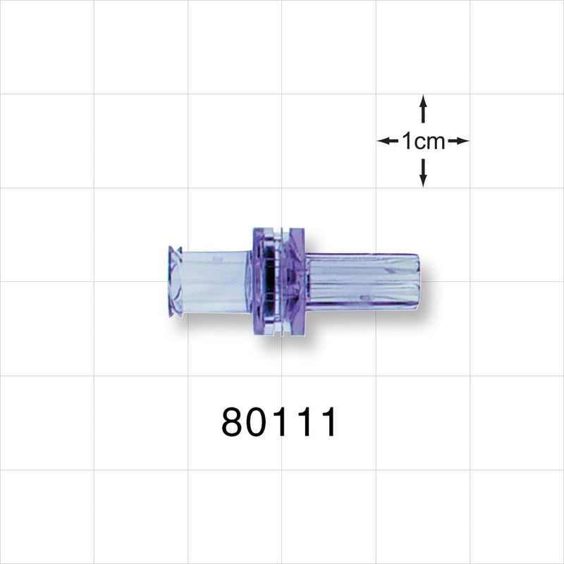 Check Valve, Female Luer Lock Inlet, Tubing Port Outlet - 0.117 inch - 0.113 inch ID (2.9 mm - 2.8 mm); 1.5 psi - 5 psi CP - 80111
