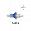 Check Valve, Blue Inlet, Clear Outlet - Fits 0.122 inch ID x 0.165 inch OD Tubing (3.1 mm x 4.2 mm); 0.014 - 0.087 psi CP - 80130