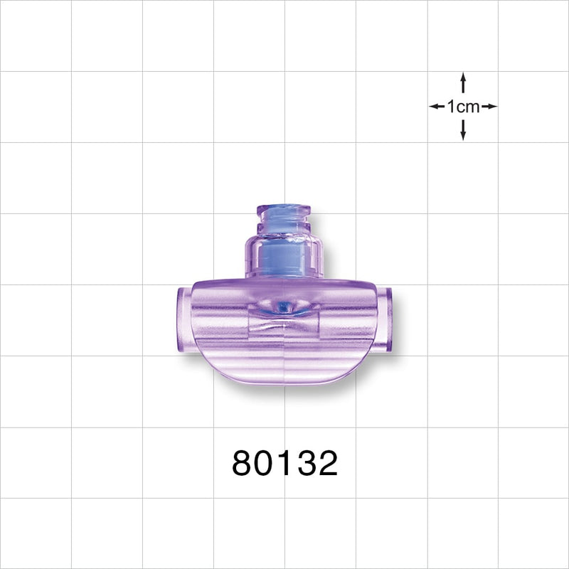 T Connector, Needleless Injection Site, Swabbable, Female Luer Lock, Tubing Ports - Fits 0.268 inch OD Tubing (6.81 mm) - 80132