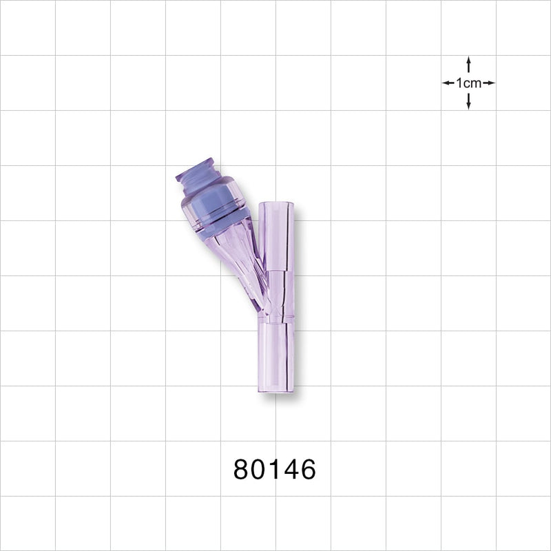 Y Connector, Needleless Injection Site, Swabbable, Tubing Ports - 0.16 inch - 0.11 inch ID (4.06 mm - 2.79 mm) - 80146