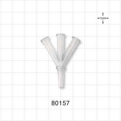 Y Connector, 4-Way, 3 Female Luer Locks, Male Luer Slip, Natural -  - 80157