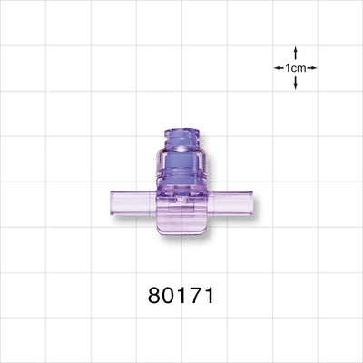 T Connector, Needleless Injection Site, Swabbable, Female Luer Lock, Tubing Ports - 0.157 inch ID (3.99 mm) - 80171