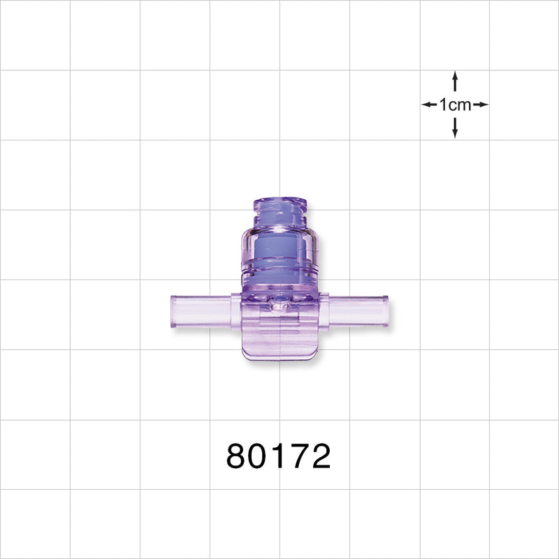 T Connector, Needleless Injection Site, Swabbable, Female Luer Lock, Tubing Ports - 0.079 inch ID (2mm) - 80172