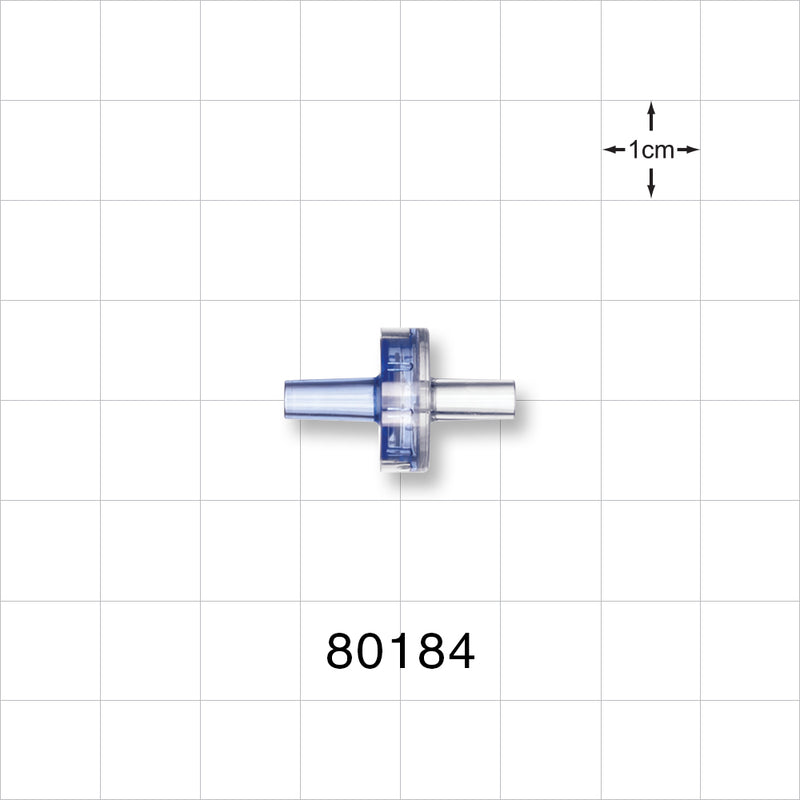 Check Valve, Blue Male Luer Slip Inlet, Clear Male Luer Slip Outlet - 0.27 psi CP - 80184