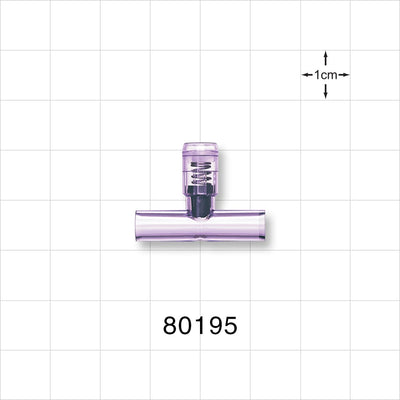 T Pressure Relief Valve - Top Port 0.281 inch OD; Bottom Ports 0.25 inch OD (7.1 mm, 6.4 mm); 15 psi (+/- 10% Crack Tolerance) - 80195
