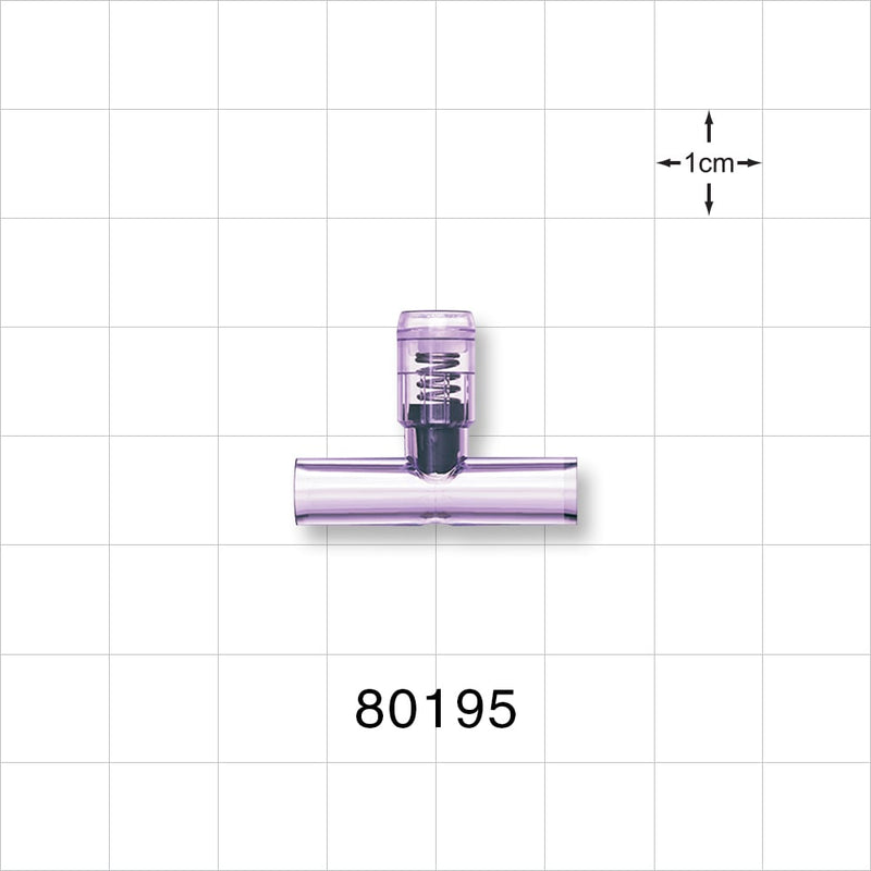 T Pressure Relief Valve - Top Port 0.281 inch OD; Bottom Ports 0.25 inch OD (7.1 mm, 6.4 mm); 15 psi (+/- 10% Crack Tolerance) - 80195