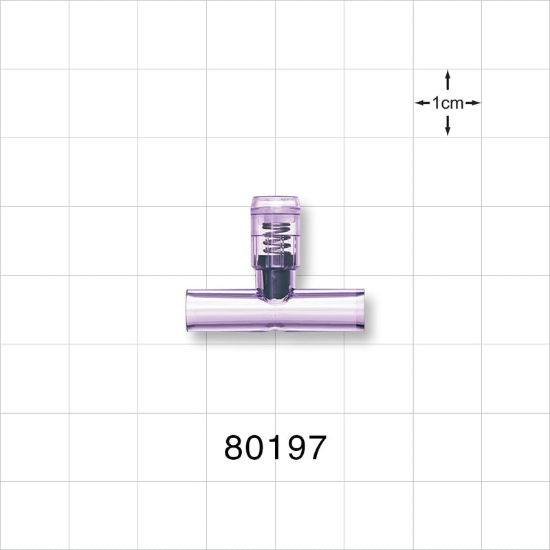 T Pressure Relief Valve - Top Port 0.281 inch OD; Bottom Ports 0.25 inch OD (7.1 mm, 6.4 mm); 80 psi (+/- 10% Crack Tolerance) - 80197