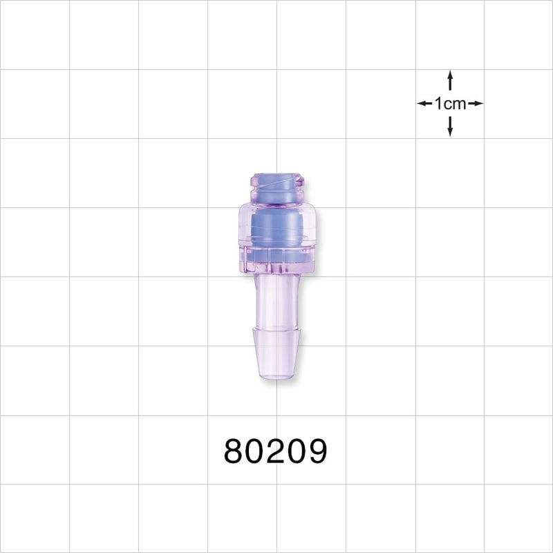 Needleless Injection Site, Swabbable, Female Luer Lock, Barb Connector - Fits 3/16 inch ID Tubing (0.188 inch, 4.76 mm) - 80209