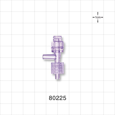 T Connector, Needleless Injection Site, Swabbable, Female Luer Lock, Male Luer with Spin Lock, Tubin - 0.088 inch ID (2.24 mm) - 80225
