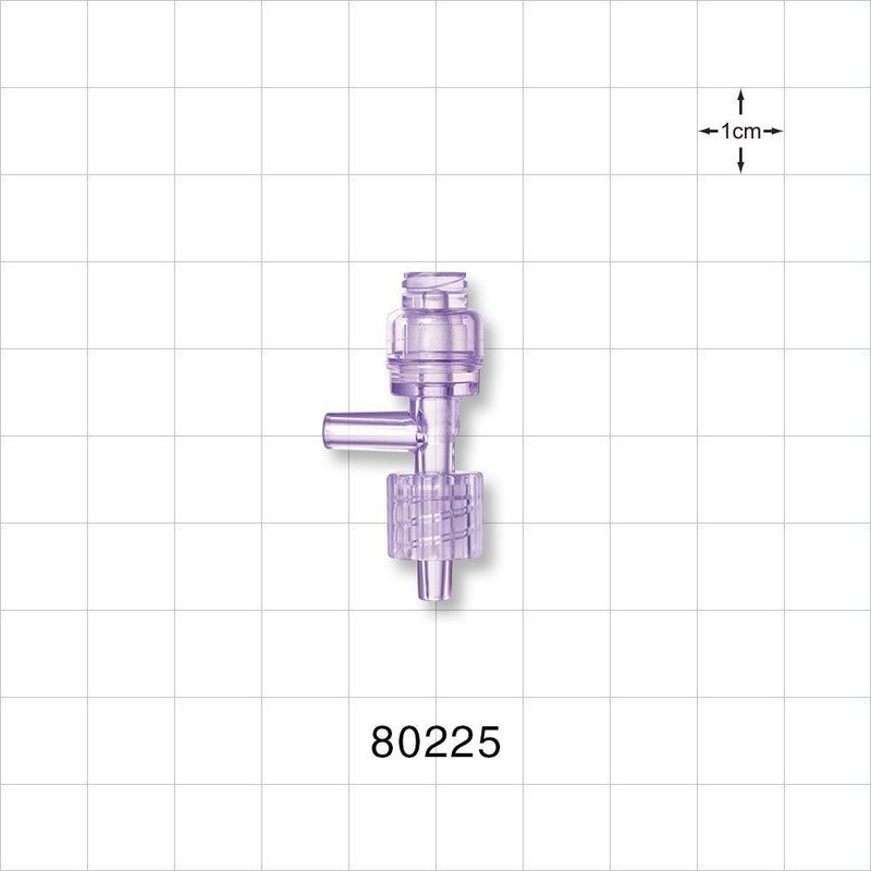 T Connector, Needleless Injection Site, Swabbable, Female Luer Lock, Male Luer with Spin Lock, Tubin - 0.088 inch ID (2.24 mm) - 80225