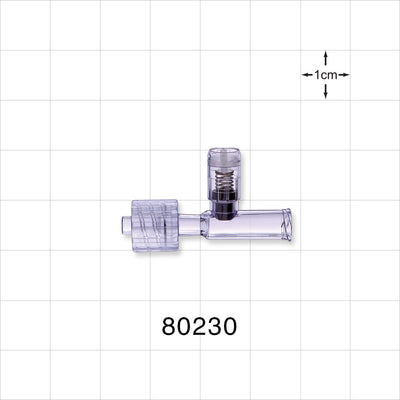 T Pressure Relief Valve, Female Luer Lock Inlet, Male Luer with Spin Lock Outlet - 2.1 psi - 3.4 psi CP - 80230