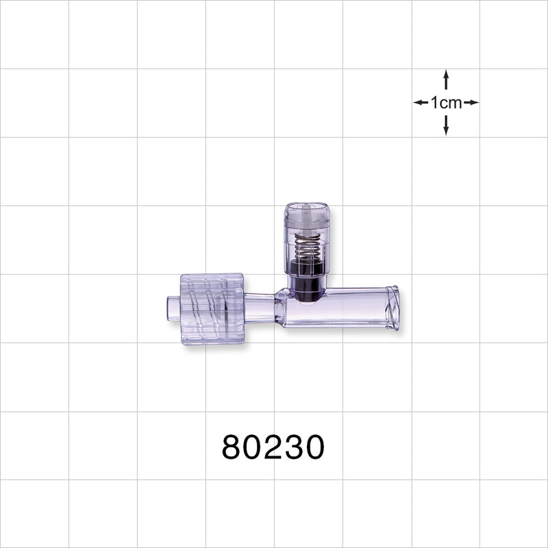 T Pressure Relief Valve, Female Luer Lock Inlet, Male Luer with Spin Lock Outlet - 2.1 psi - 3.4 psi CP - 80230