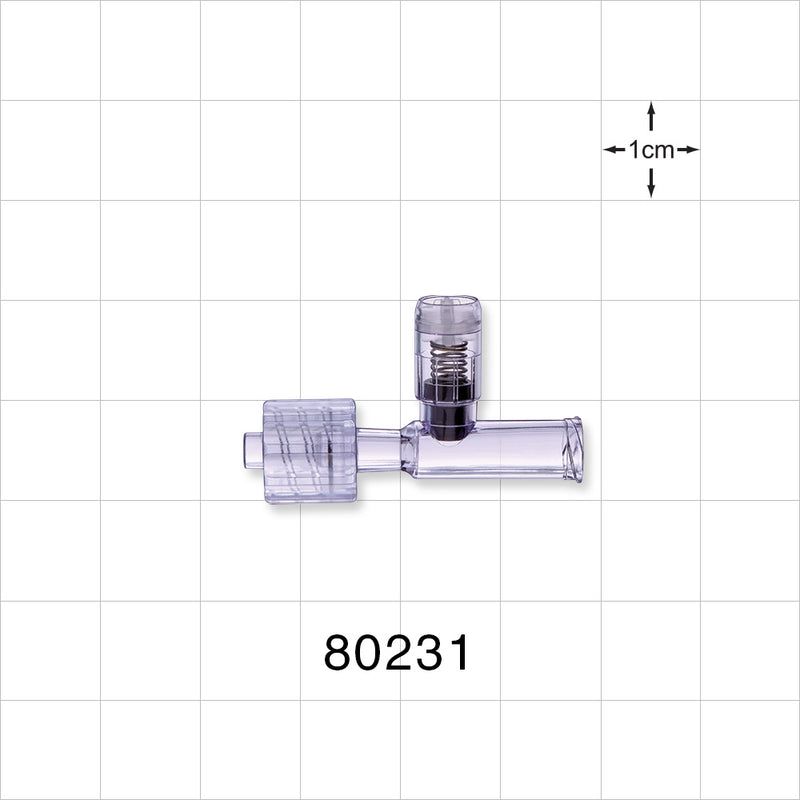 T Pressure Relief Valve, Female Luer Lock Inlet, Male Luer with Spin Lock Outlet - 6.1 psi - 9.1 psi CP - 80231
