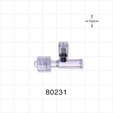 T Pressure Relief Valve, Female Luer Lock Inlet, Male Luer with Spin Lock Outlet - 6.1 psi - 9.1 psi CP - 80231