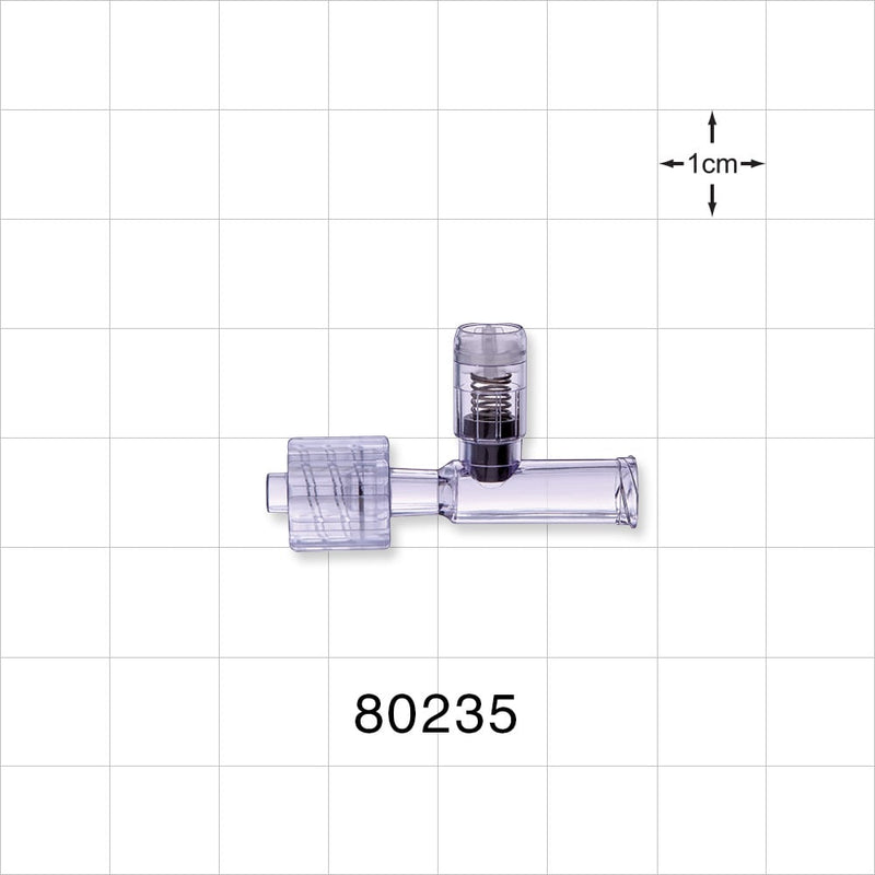T Pressure Relief Valve, Female Luer Lock Inlet, Male Luer with Spin Lock Outlet - 14.2 psi - 21.3 psi CP - 80235