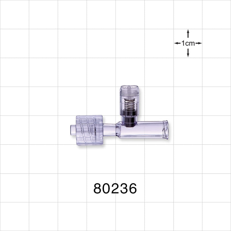 T Pressure Relief Valve, Female Luer Lock Inlet, Male Luer with Spin Lock Outlet - 59.8 psi - 80.9 psi CP - 80236