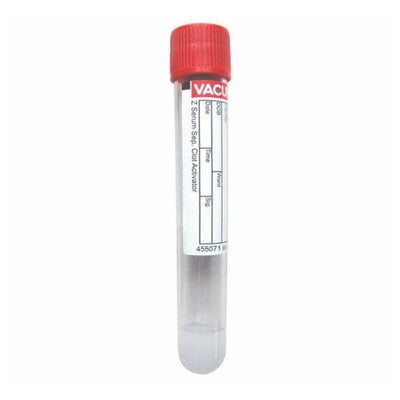 Greiner Vacuette Vacuette Venous Blood Collection Tube Red/Yellow Standard 8ml Pl-Cp Plstc 50/Pk, 24 PACK/CASE - 455071P