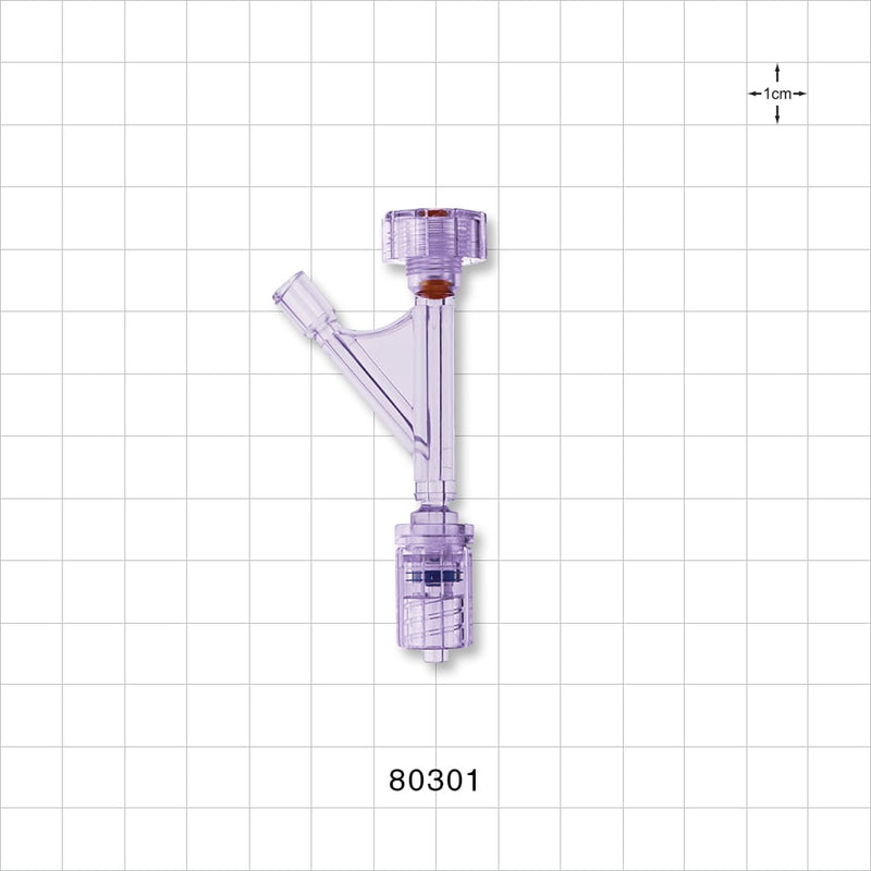 Hemostasis Valve Y Connector, Rotating Male Luer Lock, Female Luer Lock Sideport - 4.5 FR (0.057 inch, 1.4 mm) - 80301
