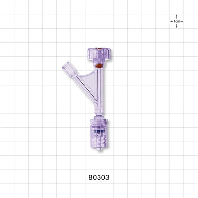 Hemostasis Valve Y Connector, Rotating Male Luer Lock, Female Luer Lock Sideport - 7 FR (0.091 inch, 2.3 mm) - 80303