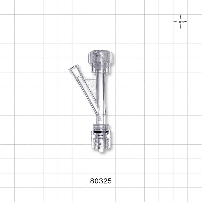 Hemostasis Valve Y Connector, Rotating Male Luer Lock, Female Luer Lock Sideport - 9 FR (0.118 inch, 3 mm) - 80325