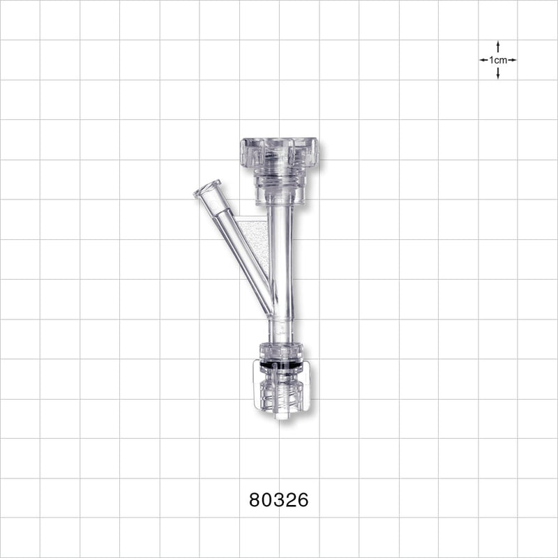 Hemostasis Valve Y Connector, Rotating Male Luer Lock, Female Luer Lock Sideport - 9 FR (0.118 inch, 3 mm) - 80326