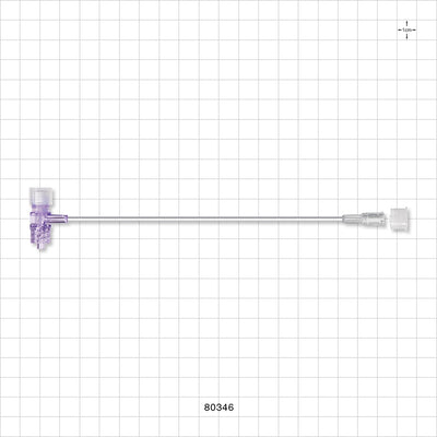 Extension Line, Tuohy Borst Adapter with Male Luer with Spin Lock to Female Luer Lock and Cap - 4 FR Gasket (0.053 inch, 1.35 mm); 0.06 inch ID Cap (1.5 mm); 6.5 inch Length (165 mm) - 80346