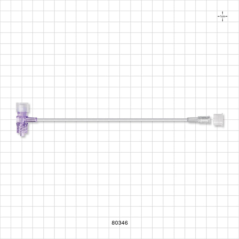 Extension Line, Tuohy Borst Adapter with Male Luer with Spin Lock to Female Luer Lock and Cap - 4 FR Gasket (0.053 inch, 1.35 mm); 0.06 inch ID Cap (1.5 mm); 6.5 inch Length (165 mm) - 80346