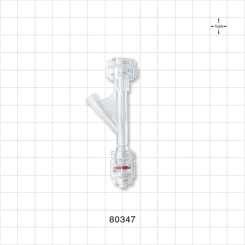 Hemostasis Valve Y Connector, Rotating Male Luer Lock, Female Luer Lock Sideport - 7.5 FR (0.1 inch, 2.54 mm) - 80347
