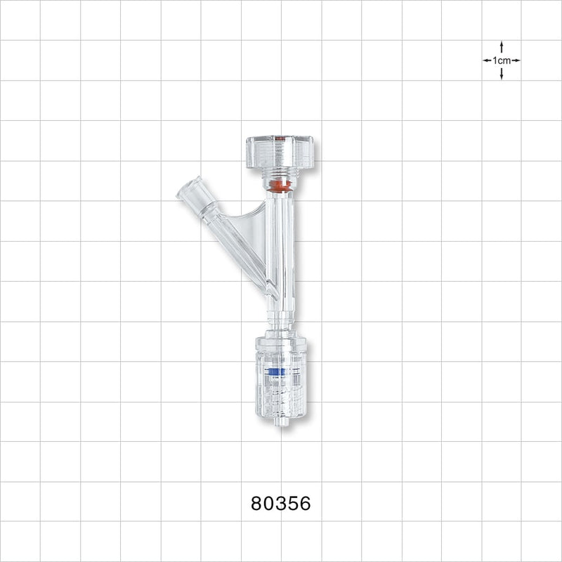 Hemostasis Valve Y Connector, Rotating Male Luer Lock, Female Luer Lock Sideport - 6 FR (0.078 inch, 2 mm) - 80356