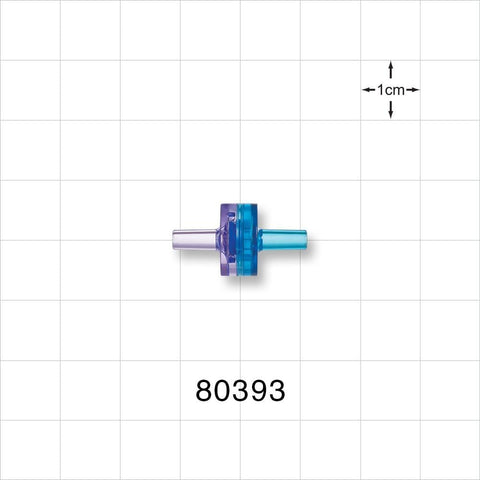 Check Valve, Clear Inlet, Blue Outlet - 0.138 inch OD (3.5 mm), 0.25 psi CP; 45 psi BP - 80393