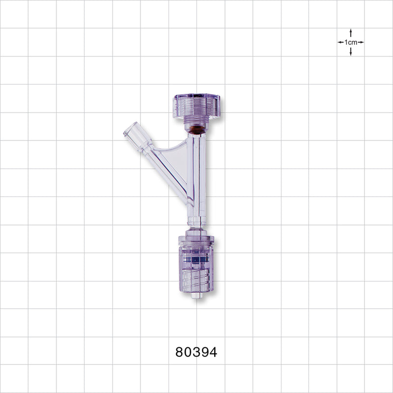 Hemostasis Valve Y Connector, Rotating Male Luer Lock, Female Luer Lock Sideport - 6 FR (0.078 inch, 2 mm) - 80394