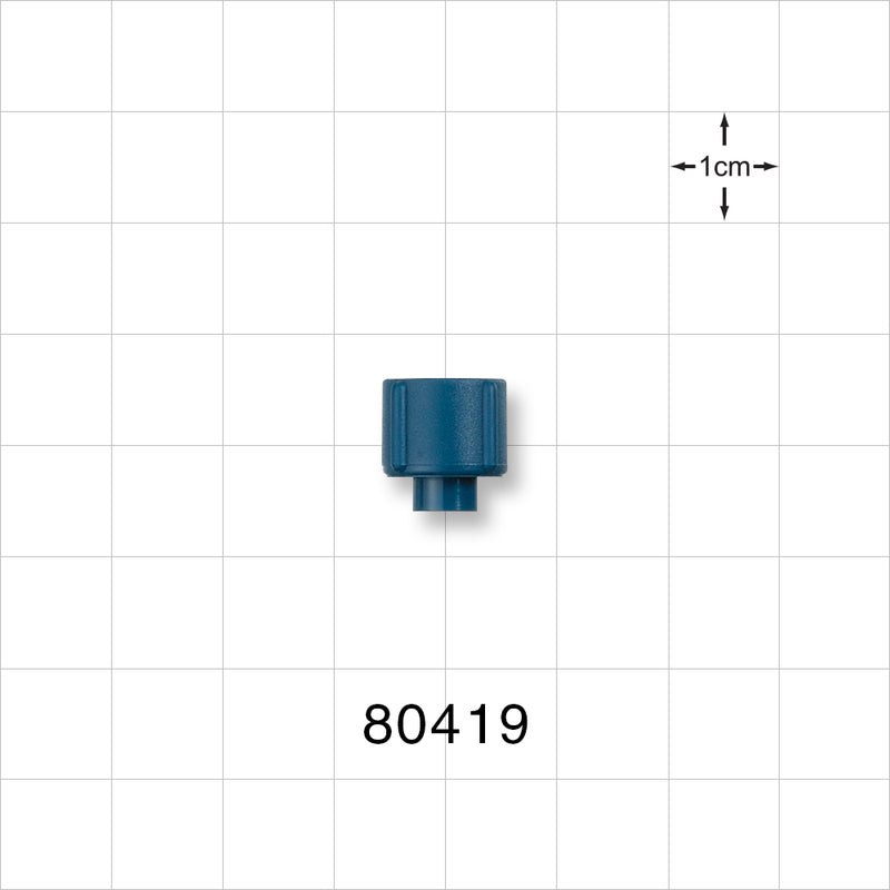 Tuohy Borst Adapter Cap, Blue - 0.12 inch Thru Hole (3 mm) - 80419