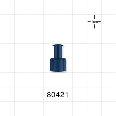Tuohy Borst Adapter Cap, Female Luer Lock, Blue - 0.12 inch Thru Hole (3 mm) - 80421