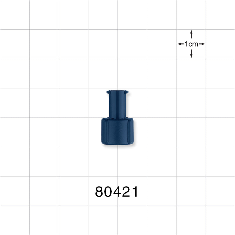 Tuohy Borst Adapter Cap, Female Luer Lock, Blue - 0.12 inch Thru Hole (3 mm) - 80421