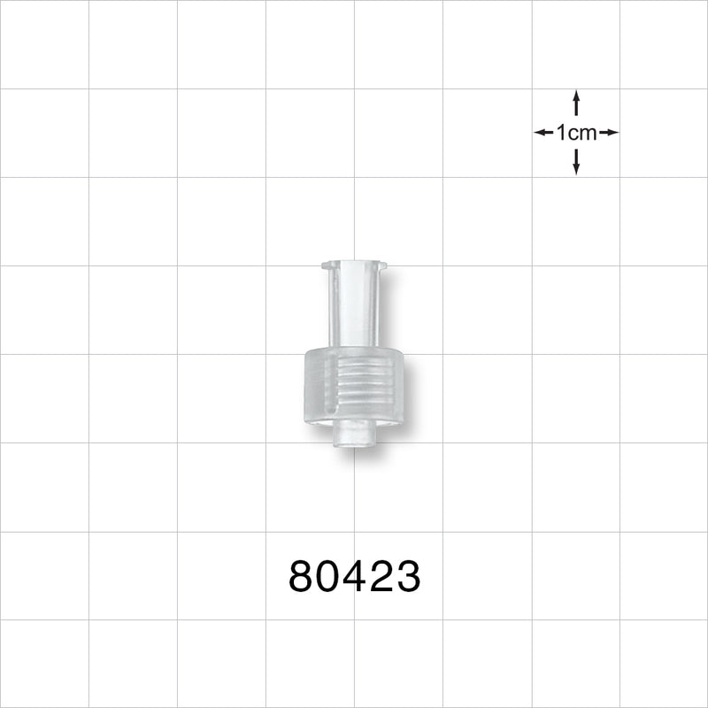 Tuohy Borst Adapter Cap, Female Luer Lock with Probe Extension, Clear - 0.112 inch Thru Hole (2.8 mm) - 80423