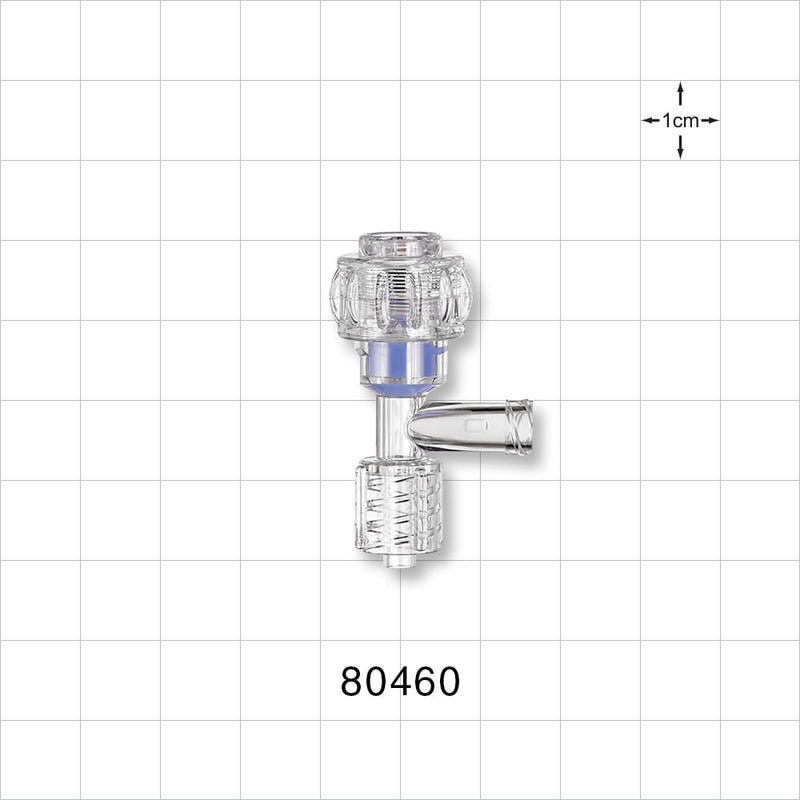 Tuohy Borst Adapter, Male Luer Lock Swivel, Female Luer Lock Sideport - 0 FR - 9 FR (0 inch - 0.118 inch, 0 mm - 3 mm) - 80460