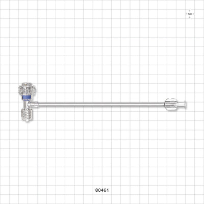 Extension Line, Tuohy Borst Adapter with Swivel Male Luer Lock to Female Luer Lock and Male Luer Cap - 0 FR - 9 FR (0 inch - 0.118 inch, 0 mm - 3 mm); 6 inch Side Port (152 mm) - 80461
