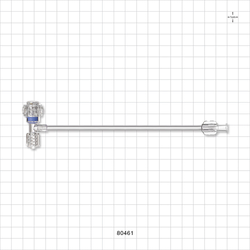 Extension Line, Tuohy Borst Adapter with Swivel Male Luer Lock to Female Luer Lock and Male Luer Cap - 0 FR - 9 FR (0 inch - 0.118 inch, 0 mm - 3 mm); 6 inch Side Port (152 mm) - 80461