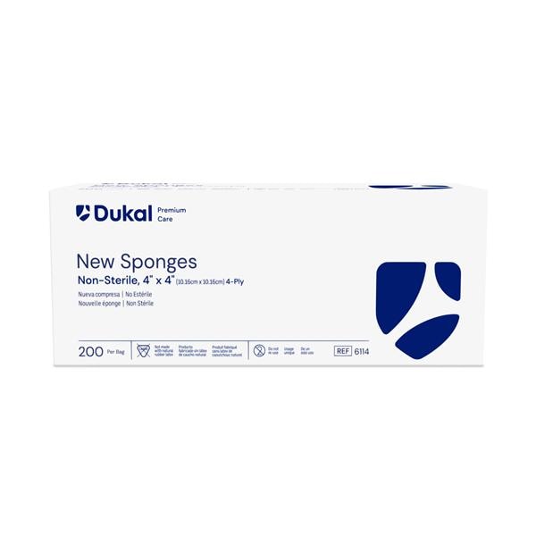 Dukal LLC Premium Rayon/Polyester Blend New Sponge 4x4" 4 Ply Non-Sterile LF, 10 PK/CA - 6114