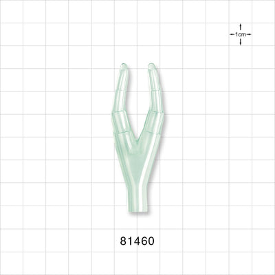 Y Connector, Parallel, Reducer, Tubing Ports, Natural - Fits 3/32 inch (0.094 inch, 2.38 mm); 1/8 inch (0.125 inch, 3.18 mm); 3/16 inch (0.188 inch, 4.76 mm) OD Tubing; 1/4 inch (0.25 inch, 6.35 mm) ID - 81460