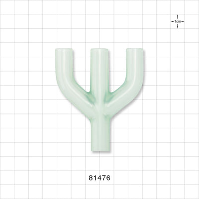 Y Connector, 4-Way, Parallel, Tubing Ports, Natural - 11/32 inch ID (0.343 inch, 8.71 mm)) - 81476
