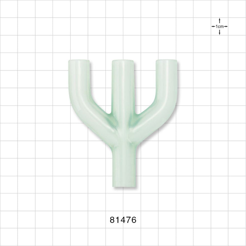 Y Connector, 4-Way, Parallel, Tubing Ports, Natural - 11/32 inch ID (0.343 inch, 8.71 mm)) - 81476