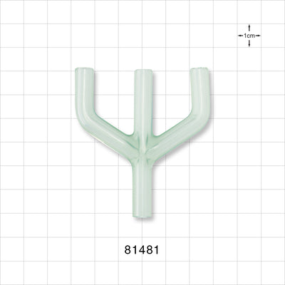 Y Connector, 3-Way, Parallel, Tubing Ports, Natural - 5/32 inch ID (0.156 inch, 3.97 mm) - 81481