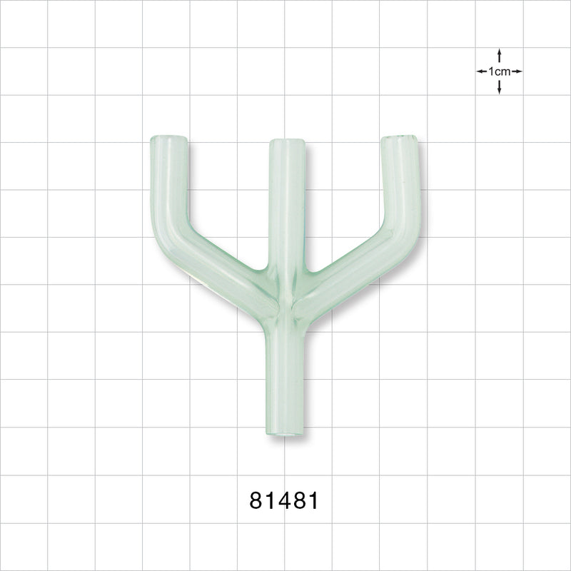 Y Connector, 3-Way, Parallel, Tubing Ports, Natural - 5/32 inch ID (0.156 inch, 3.97 mm) - 81481