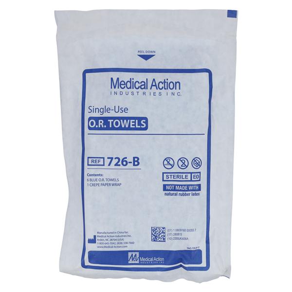 Medical Action Industries Actisorb Towel OR Blue Sterile, 12 PK/CA- 726-B