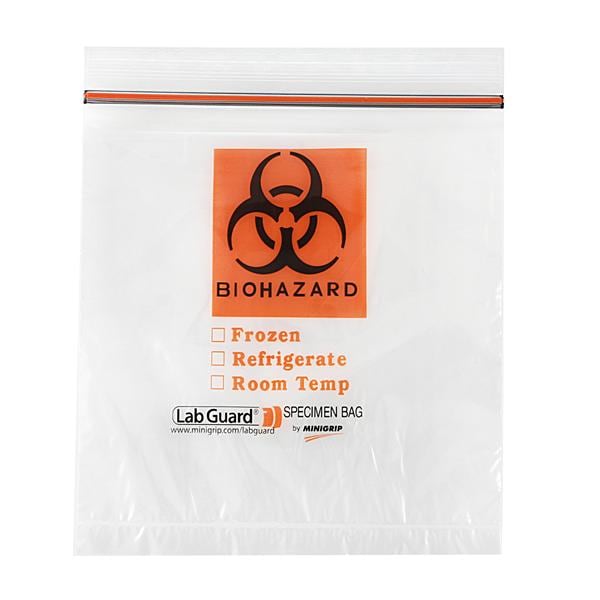 MiniGrip, LLC -Lab Guard Specimen Bag 1.75mil 8x8" Clear Zipper Closure Polypropylene 1000/Case MDG SBL2X88B