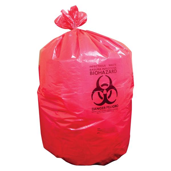 Heritage Bag Company -Biohazard Bag 38x45" Red Twist Tie Closure LLDPE Symbol Non-Sterile Disposable Flat Pack 125/Case A7645PR X01