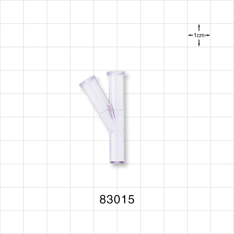 Y Connector, 2 Female Luer Locks, Tubing Port, Clear - 0.118 inch ID Tubing Port (3 mm) - 83015